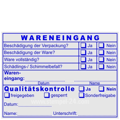 Stempel Wareneingangskontrolle Qualitätskontrolle Schimmelbefall Sonderfreigabe • 5211
