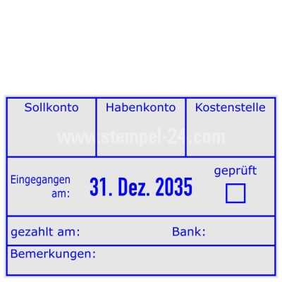 Buchungsstempel Sollkonto-Habenkonto-Kostenstelle-geprüft-gezahlt am-Bank • Trodat Professional 5474 •
