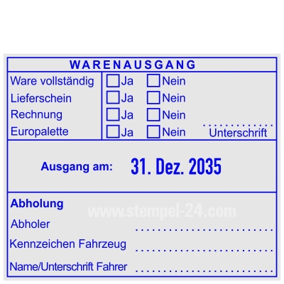 Warenausgangsstempel Ware vollständig Lieferschein Rechnung Europalette Unterschrift Kennzeichen Fahrzeug • 54110