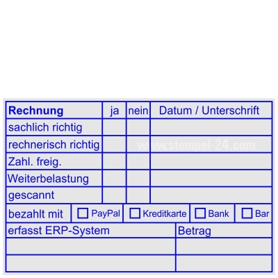 Kontierungsstempel Bezahlt mit PayPal Kreditkarte Bank Bar und erfasst ERP-System • 5211