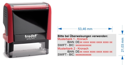 Bitte bei Überweisung verwenden 2. Bank Verbindungen • Trodat Printy 4913 •