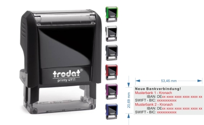 IBAN Stempel für 2. Bankverbindungen • Trodat Printy 4913 •