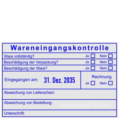 Stempel Wareneingangskontrolle Abweichungen • 54110