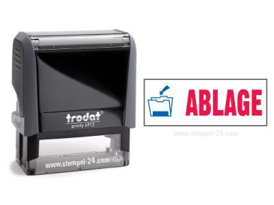 Trodat Office Printy 4912 ABLAGE mit roten Schriftzug und blauen Symbol