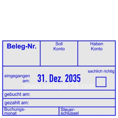 Buchungsstempel Beleg-Nummer Soll-Konto Haben-Konto gebucht • Trodat Professional 5474 •