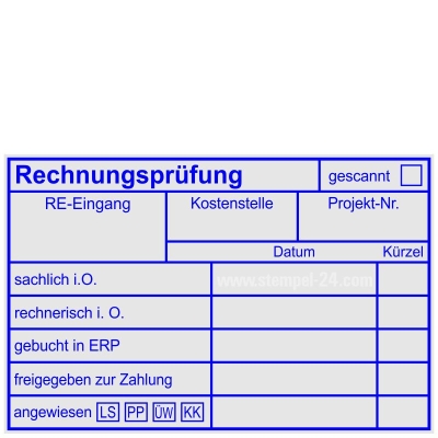 Stempel Rechnungsprüfung angewiesen Bankart 3 • Holzstempel 60 x 90 mm •