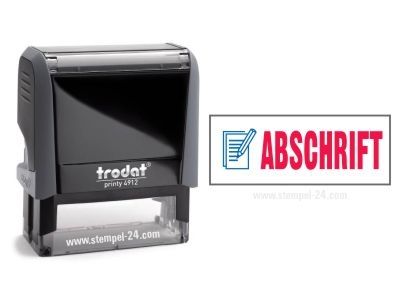 Trodat Office Printy 4912 ABSCHRIFT mit roten Schriftzug und blauen Symbol