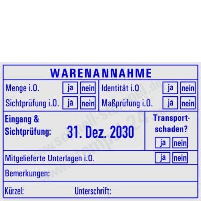Stempel Warenannahme Sichtprüfung Maßprüfung • 5480